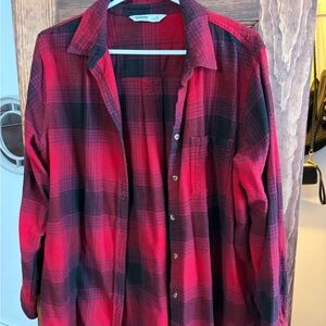 Sonoma Red and Black Plaid Women's Button Down Shirt